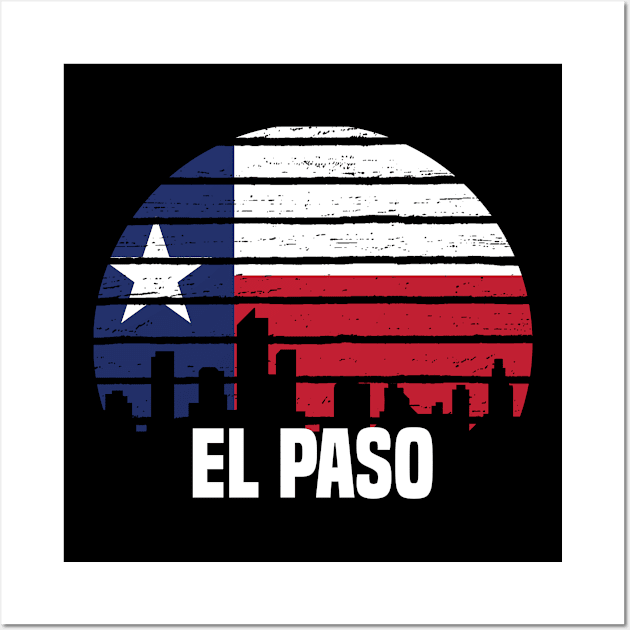 El Paso Texas TX Group City Trip Silhouette Flag Wall Art by jkshirts